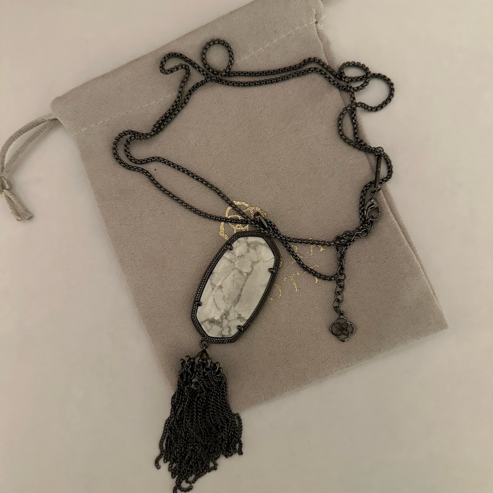 109. Kendra Scott Gunmetal and marble Rayne necklace